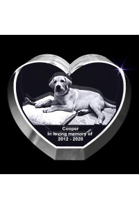 Personalized Pet 3D Engraved Crystal Photo Gift (Large Heart)
