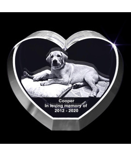 Personalized Pet 3D Engraved Crystal Photo Gift (Large Heart)