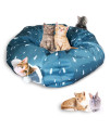 AUOON Cat Tunnel Bed with Central Mat,Big Tube Playground Toys,Oxford Cloth 410D Cloth Materia,Full Moon Shape for Kitten,Cat,Puppy,Dog,Rabbit,Ferret,Blue