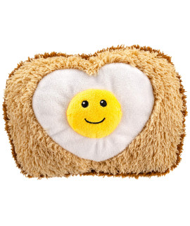 Giftable World Pet 5 by 7 Inches Plush Pet Toy Egg in Toast with Squeaker