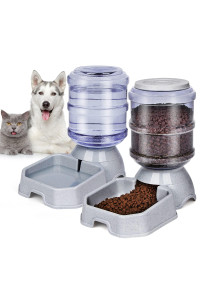 Pet Feeder and Water Food Dispenser Automatic for Dogs Cats, 100% BPA-Free, Gravity Refill, Easily Clean, Self Feeding for Small Large Pets Puppy Kitten Rabbit Bunny