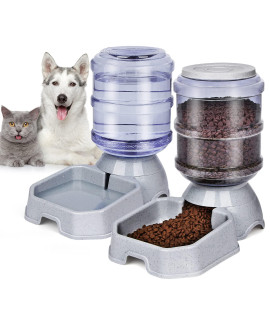 Pet Feeder and Water Food Dispenser Automatic for Dogs Cats, 100% BPA-Free, Gravity Refill, Easily Clean, Self Feeding for Small Large Pets Puppy Kitten Rabbit Bunny