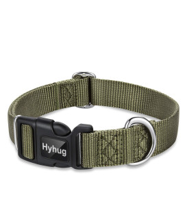 Hyhug Pets classic Regular Pup Dog collar with Buckle(Small, Military green)