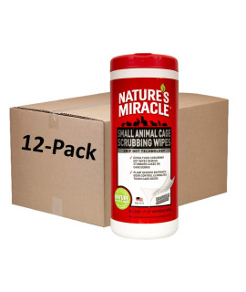Natures Miracle Small Animal Cage Scrubbing Wipes 30 Count Removes Stubborn Caked-On Debris Pack Of 12