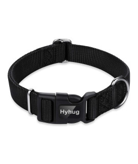 Hyhug Pets classic Regular Heavy Duty Nylon Dog collar with Easy to Attach and Removal Buckle (Large, Black)