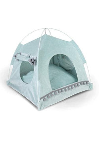 Pet Tent Cave Bed for Cat Small Dog, 19x19x19 in, with Removable Washable Cushion Pillow, Portable Folding Cat Tent Kitten Bed Cat Hut Microfiber Indoor Outdoor Pet Bed Tent Warm Cozy Cave Puppy House