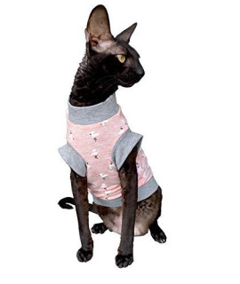 Kotomoda Hairless Cat's Cotton Stretch T-Shirt Small Flamingo for Sphynx Cats (L)