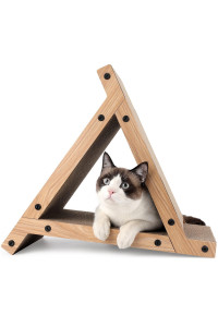 Fukumaru 3 Sided Vertical Cat Scratching Post, Triangle Catas Scratch Tunnels Toy, Scratcher Ramp For Kitten Play Exercise