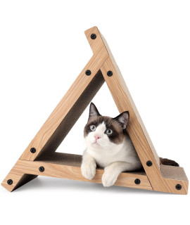 Fukumaru 3 Sided Vertical Cat Scratching Post, Triangle Catas Scratch Tunnels Toy, Scratcher Ramp For Kitten Play Exercise