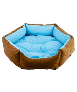 DONET Small Dog Fashion Hexagon Dog Mat Soft Cotton Pet Dog Canine Deep Sleeping Bed (Blue)