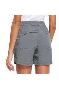 BALEAF Womens 5 Athletic Hiking Shorts Running Zipper Pockets Quick Dry Lightweight for Summer golf Workout UPF 50+ Dark grey Size M