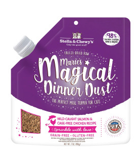 Stella & Chewy? Freeze-Dried Raw Marie? Magical Dinner Dust - Grain Free, Protein Rich Cat & Kitten Food Topper - Wild-Caught Salmon & Cage-Free Chicken Recipe - 7 oz Bag