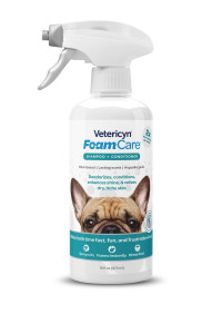 Vetericyn Foamcare Pet Shampoo Plus conditioner, Spray-on Shampoo for Dogs and cats, Foams Instantly and Rinses Easier, Natural Ingredient Shampoo, 16-ounce