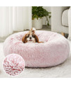 Western Home Faux Fur Dog Bed & Cat Bed, Original Calming Dog Bed for Small Medium Large Pets, Anti Anxiety Donut Cuddler Round Warm Washable Cat Bed for Indoor Cats(24", Pink)