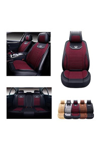 OASIS AUTO car Seat covers Accessories Full Set Premium Nappa Leather cushion Protector Universal Fit for Most cars SUV Pick-up Truck, Automotive Vehicle Auto Interior DAcor (OS-008 Burgundy)