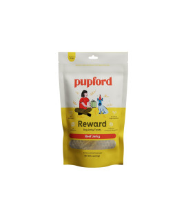 Pupford Beef Jerky Treats for Dogs for Large Small Dogs of All Ages Made in USA, 100 Real Meat No Fillers Dogs Love These Tasty Dog Snacks (Beef 4 oz)