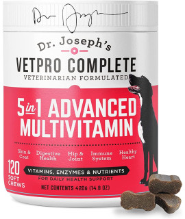 VetPro Dog Vitamins and Supplements - Pet Multivitamins with Probiotics, glucosamine for Hip and Joint Health, Immune System Support, Allergy Meds - 5 in 1 chewable Multivitamin for Puppy to Senior