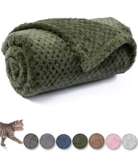 Dog Blanket or cat Blanket or Pet Blanket, Warm Soft Fuzzy Blankets for Puppy, Small, Medium, Large Dogs or Kitten, cats, Plush Fleece Throws for Bed, couch, Sofa, Travel (L40 x 48, Dark green)