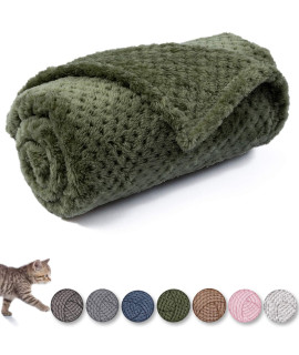 Dog Blanket or cat Blanket or Pet Blanket, Warm Soft Fuzzy Blankets for Puppy, Small, Medium, Large Dogs or Kitten, cats, Plush Fleece Throws for Bed, couch, Sofa, Travel (M32 x 40, Dark green)