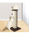 SONGWAY Square Cat Scratching Rubbing Post Extra Tall with Dangling Plush Interactive Toy Sisal Mat Made Cat Exercise Tree, Brown