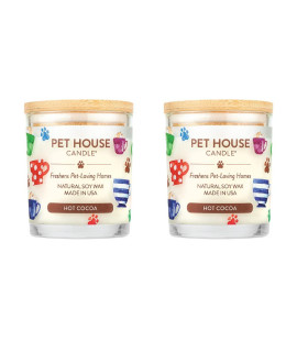 One Fur All, Pet House Candle - 100% Soy Wax Candle - Pet Odor Eliminator for Home - Non-Toxic and Eco-Friendly Air Freshening Scented Candles (Pack of 2, Hot Cocoa)