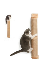 Fukumaru Cat Scratching Post Wall Mounted 36 Inch Tall Cat Scratch Post For Large Cats Rubber Wood Cat Scratcher Posts For Kittens