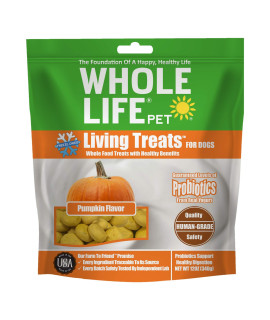 Whole Life Pet Human Grade Probiotic Dog Treats - Pumpkin & Yogurt - Easy Digestion, Firmer Stool, Sensitive Stomachs - Made in The USA