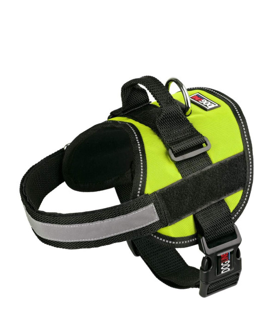 Dog Harness, Reflective No-Pull Adjustable Vest with Handle for Walking, Training, Service Breathable No - choke Harness for Small, Medium or Large Dogs Room for Patches girth 28 to 38 in Lime green
