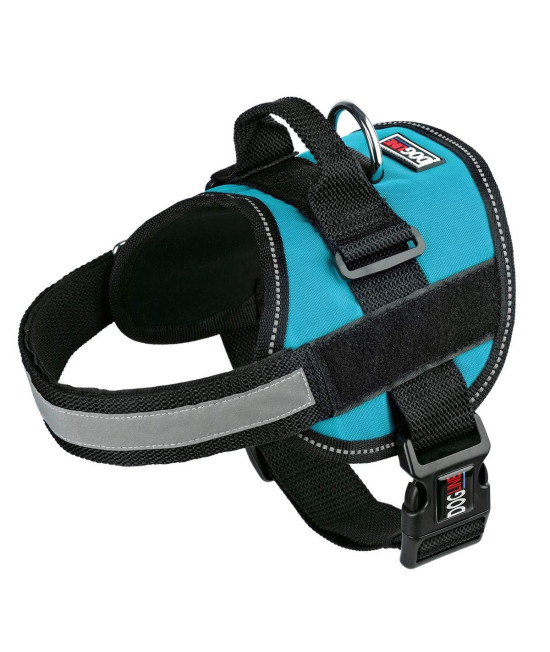 Dog Harness, Reflective No-Pull Adjustable Vest with Handle for Walking, Training, Service Breathable No - choke Harness for Small, Medium or Large Dogs Room for Patches girth 28 to 38 in Turquoise