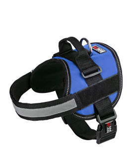 Dog Harness, Reflective No-Pull Adjustable Vest with Handle for Walking, Training, Service Breathable No - choke Harness for Small, Medium or Large Dogs Room for Patches girth 15 to 19 in cyan Blue