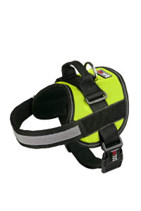 Dog Harness, Reflective No-Pull Adjustable Vest with Handle for Walking, Training, Service Breathable No - choke Harness for Small, Medium or Large Dogs Room for Patches girth 22 to 30 in Lime green