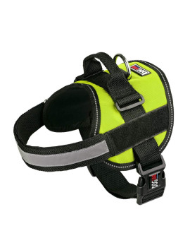 Dog Harness, Reflective No-Pull Adjustable Vest with Handle for Walking, Training, Service Breathable No - choke Harness for Small, Medium or Large Dogs Room for Patches girth 22 to 30 in Lime green