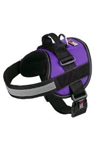 Dog Harness, Reflective No-Pull Adjustable Vest with Handle for Walking, Training, Service Breathable No - choke Harness for Small, Medium or Large Dogs Room for Patches girth 36 to 46 in Purple