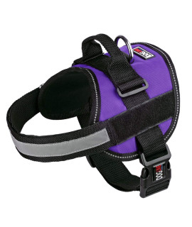 Dog Harness, Reflective No-Pull Adjustable Vest with Handle for Walking, Training, Service Breathable No - choke Harness for Small, Medium or Large Dogs Room for Patches girth 36 to 46 in Purple
