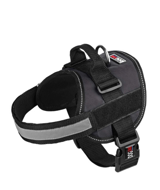 Dog Harness, Reflective No-Pull Adjustable Vest with Handle for Walking, Training, Service Breathable No - choke Harness for Small, Medium or Large Dogs Room for Patches girth 22 to 30 in Black