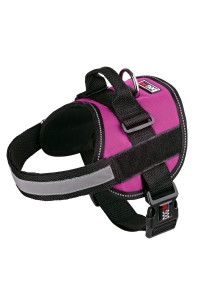 Dog Harness, Reflective No-Pull Adjustable Vest with Handle for Walking, Training, Service Breathable No - choke Harness for Small, Medium or Large Dogs Room for Patches girth 22 to 30 in Pink