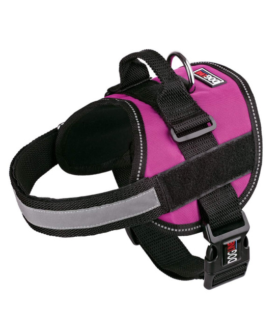 Dog Harness, Reflective No-Pull Adjustable Vest with Handle for Walking, Training, Service Breathable No - choke Harness for Small, Medium or Large Dogs Room for Patches girth 22 to 30 in Pink