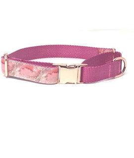 Big Pup Pet Fashion Martingale Dog Collar, with Metal Buckle, for Girls, Marble Print (Medium 1" Wide X 15-21" Long)