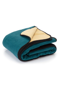Waterproof Blanket Cover 80?90for Adults, Dogs, Cats or Any Pets - 100% Waterproof Furniture or Mattress Protector - Large Size for Twin, Queen, King Beds (Navy Teal/Butter Pecan)