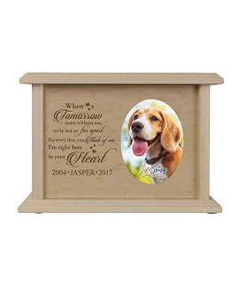 LifeSong Milestones Personalized Large Dog Pet Urn Memorial Keepsake Dog Urn Box - When Tomorrow Starts - Cremation Puppy Keepsake Holds 65 Cubic Inches Measures 8.75x6.25x4 (Maple)