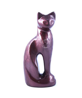 Hind Handicrafts Aluminium Contemporary Cat Cremation Urns For Ashes - Peaceful Pet Memorial Keepsake Urn For Cats (15 Cubic Inches Brown)