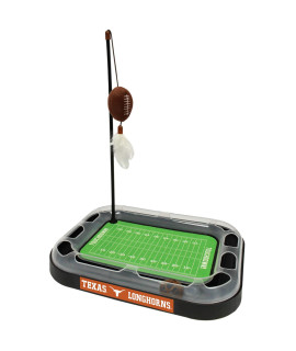 Pets First NCAA Texas Longhorns Football Field CAT Scratcher Toy with Catnip Filled Plush Football Toy & Feather Cat Toy Hanging, with Jingle Bell Interactive Ball Cat Chasing 6-in-1 Best Kitty Toys