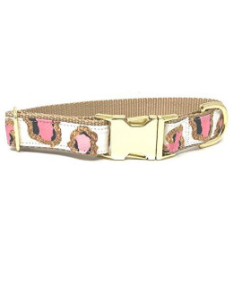 Big Pup Pet Fashion Dog Collar, for Girls, Leopard, Cheetah, Print, Pink, Gold, Black, Fancy, Bling (M 1" W X 13-17" L)