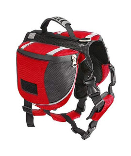 Less bad Lifeunion Polyester Dog Saddlebags Pack Hound Travel Camping Hiking Backpack Saddle Bag for Small Medium Large Dogs (Large, Red)