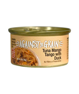 Against the Grain Pet Food Tuna Mango Tango with Duck Dinner for Cats - 24, 2.8 oz Cans, Brown, 80016