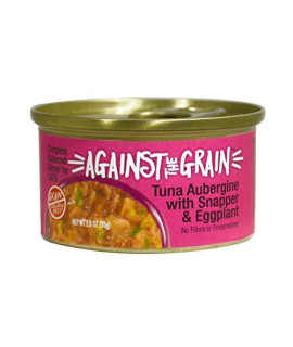 Against the Grain Pet Food Tuna Aubergine with Snapper & Eggplant Dinner for Cats - 24, 2.8 oz Cans, Brown (80014)