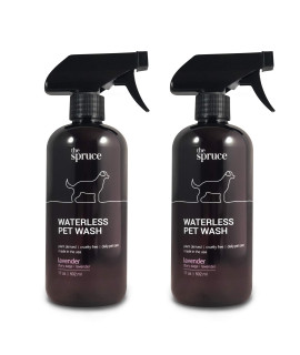 The Spruce Waterless Pet Wash, No Rinse Moisturizing Shampoo forAPetsA- Daily Pet care - cleaning, cleansing, and conditioning for Dogs, Puppies, and cats - Lavender, 17oz, 2 Pack