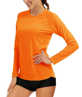 Sun Protection Shirts For Women Performance Athletic Shirts Workout Shirts For Women Long Sleeve Shirts Running T Shirts For Women Orange
