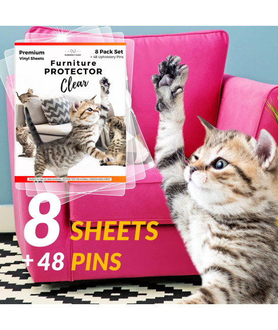 PURRRFECT PAWZ Cat Furniture Protector, 8 XL Clear Anti Scratch Furniture Protector to Keep Cats from Scratching Furniture, Couch Cat Scratch Protector, Cat Scratch Guards for Furniture