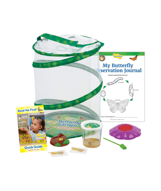 Butterfly garden: Original Habitat and Live cup of caterpillars with STEM Butterfly Journal - Life Science STEM Education - Butterfly Science Kit